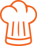 Orange magnifying glass icon on a white background.