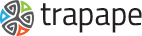 Trapape logo featuring a colorful circular design with five segments.